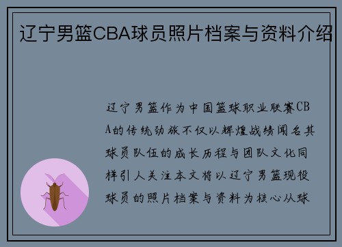 辽宁男篮CBA球员照片档案与资料介绍